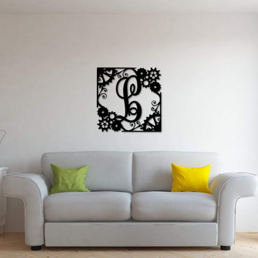 Metal Gear Monogram with Last Name Initital | Personalized Name Sign | Metal Letter Initial for Wall | Custom Family Name Sign | Gift Idea